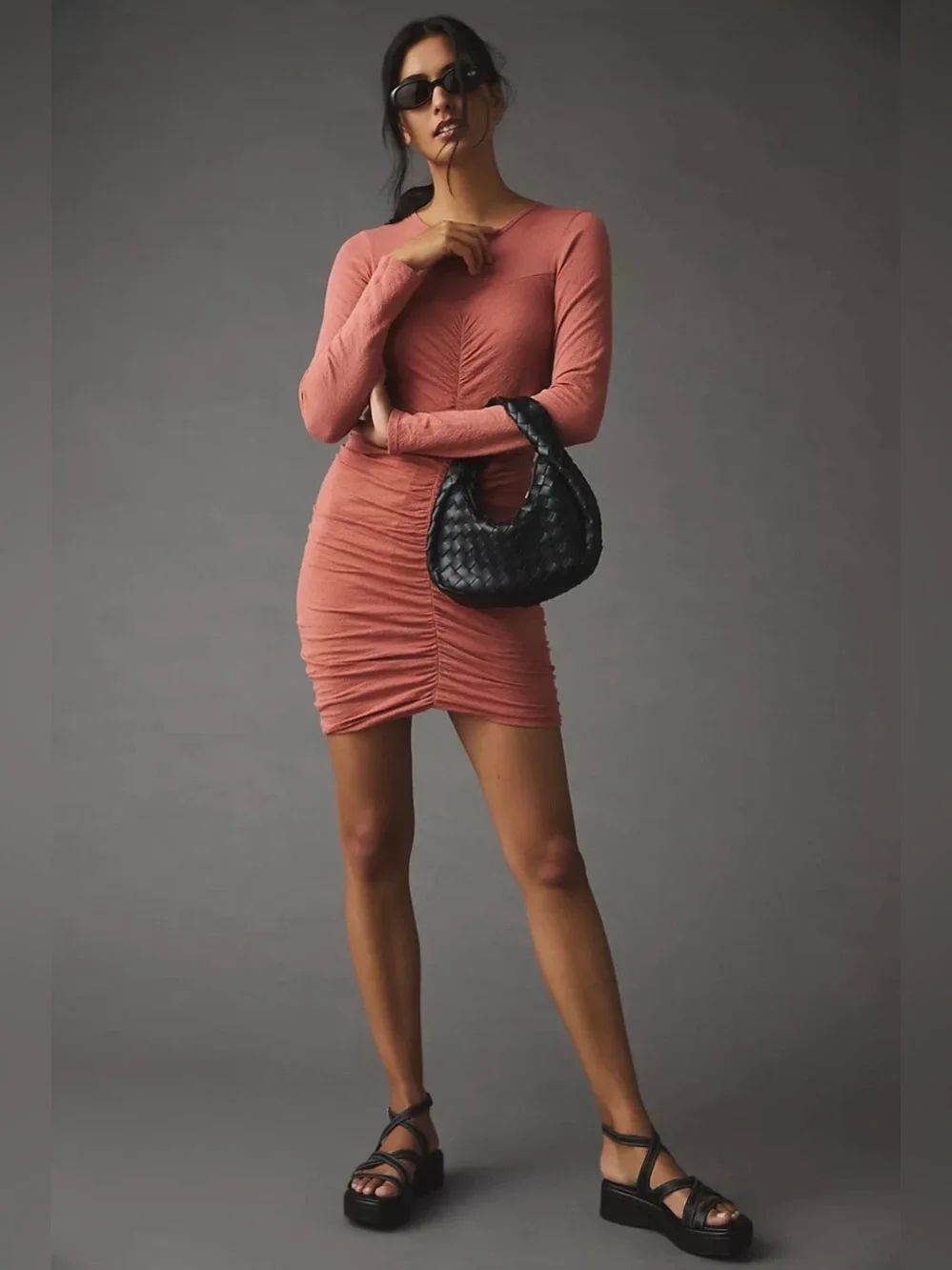 Anthropologie Sundry Ruched
Sweetheart Dress NWT Size 1/Small Mauve/Pink Stretch